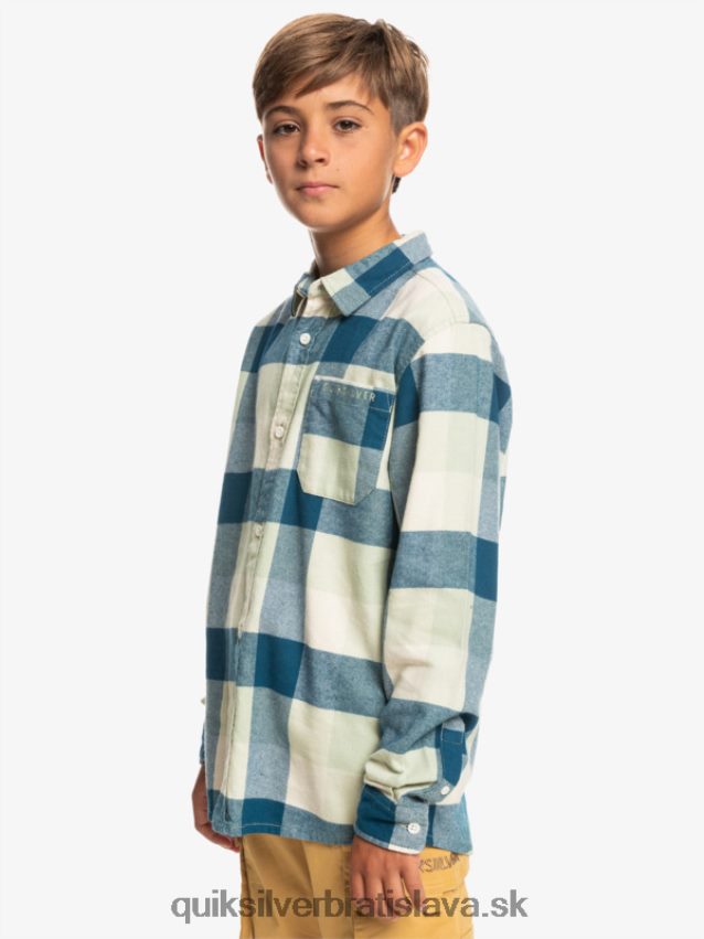 Flanelová košeľa s dlhým rukávom, 8-16 rokov Quiksilver chlapci B80HXR2305 púštna šalvia materská muška
