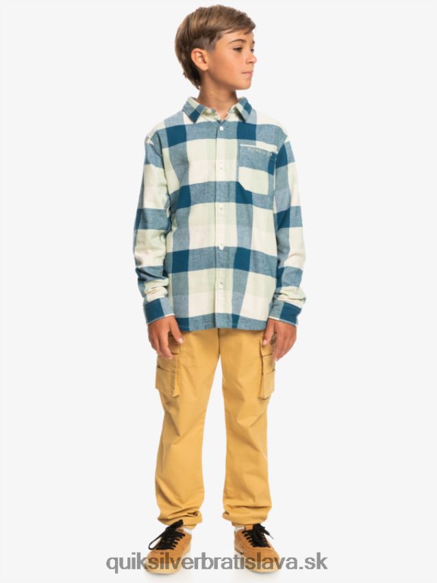 Flanelová košeľa s dlhým rukávom, 8-16 rokov Quiksilver chlapci B80HXR2305 púštna šalvia materská muška