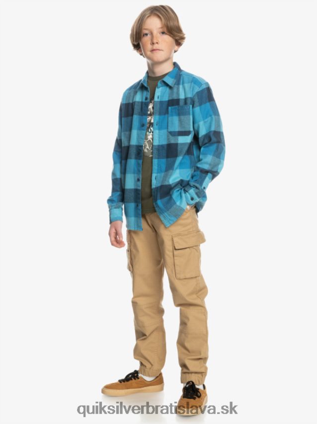 Flanelová košeľa s dlhým rukávom, 8-16 rokov Quiksilver chlapci B80HXR2308 delfská modrá matka
