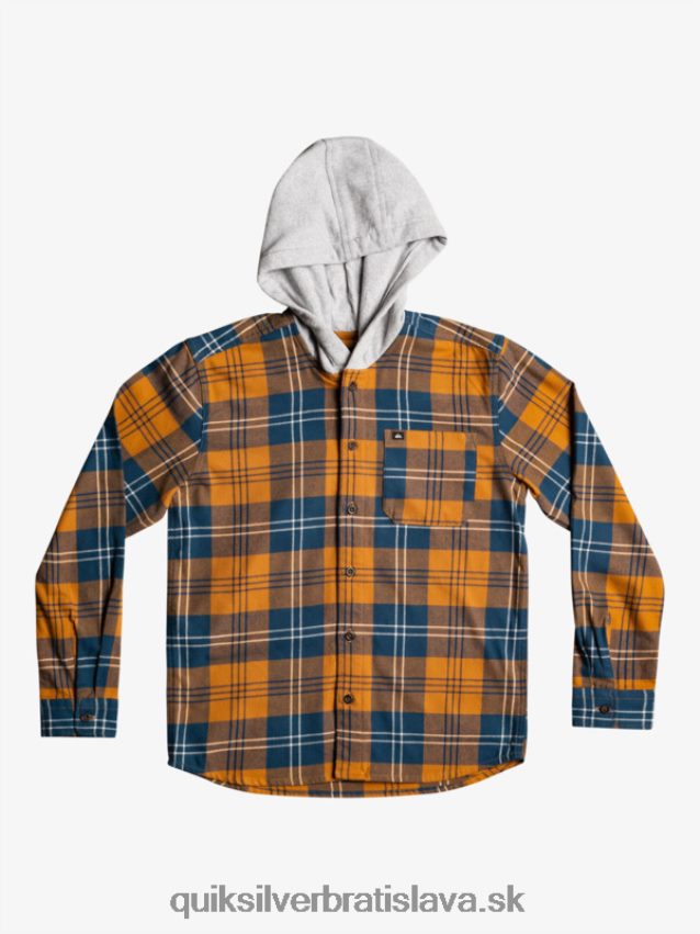 Halidonová košeľa s kapucňou a dlhým rukávom 8-16 Quiksilver chlapci B80HXR2309 hnedý cukor harelaw