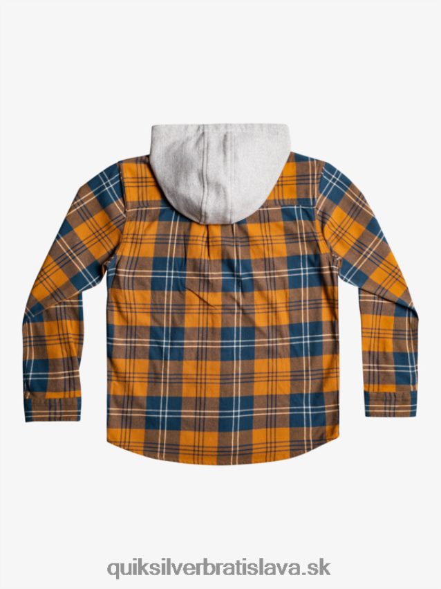 Halidonová košeľa s kapucňou a dlhým rukávom 8-16 Quiksilver chlapci B80HXR2309 hnedý cukor harelaw