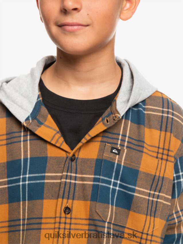 Halidonová košeľa s kapucňou a dlhým rukávom 8-16 Quiksilver chlapci B80HXR2309 hnedý cukor harelaw