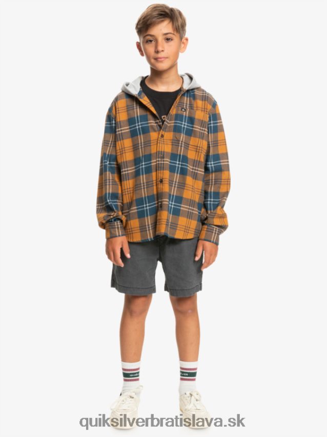 Halidonová košeľa s kapucňou a dlhým rukávom 8-16 Quiksilver chlapci B80HXR2309 hnedý cukor harelaw