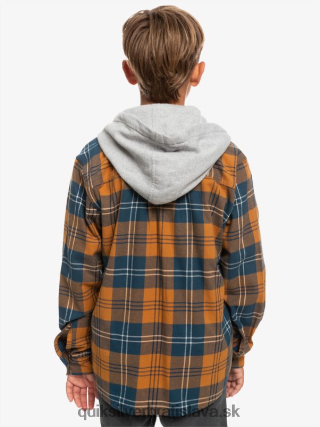 Halidonová košeľa s kapucňou a dlhým rukávom 8-16 Quiksilver chlapci B80HXR2309 hnedý cukor harelaw