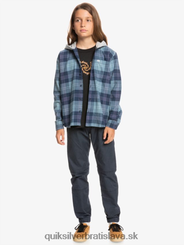 Halidonová košeľa s kapucňou a dlhým rukávom 8-16 Quiksilver chlapci B80HXR2310 provensálsky modrý zajačik