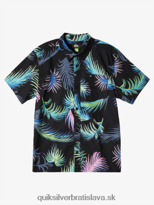 tropická glitch košeľa s krátkym rukávom Quiksilver chlapci B80HXR1913 čierna tropická závada