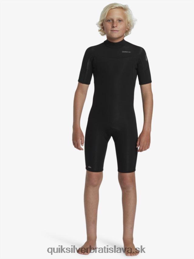 8-16 2/2 mm kombinéza na každodenné cvičenie s krátkym rukávom na zadný zips Quiksilver chlapci B80HXR2040 čierna