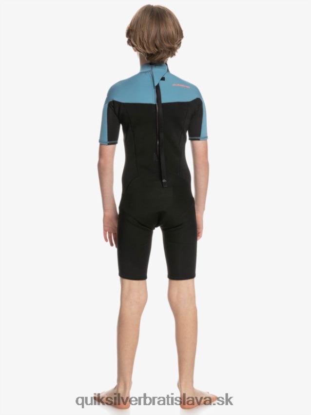 8-16 2/2 mm kombinéza na každodenné cvičenie s krátkym rukávom na zadný zips Quiksilver chlapci B80HXR2041 čierna/provinčná modrá
