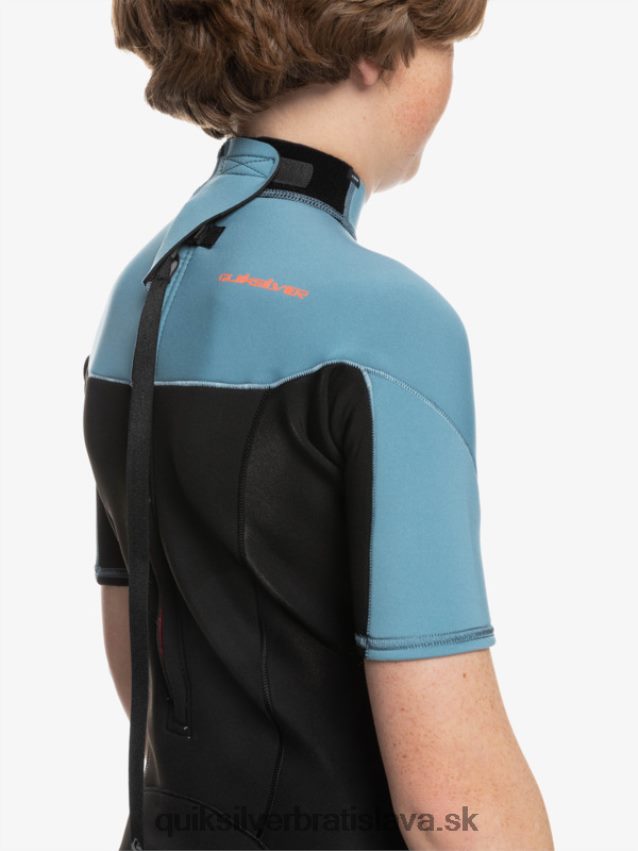 8-16 2/2 mm kombinéza na každodenné cvičenie s krátkym rukávom na zadný zips Quiksilver chlapci B80HXR2041 čierna/provinčná modrá
