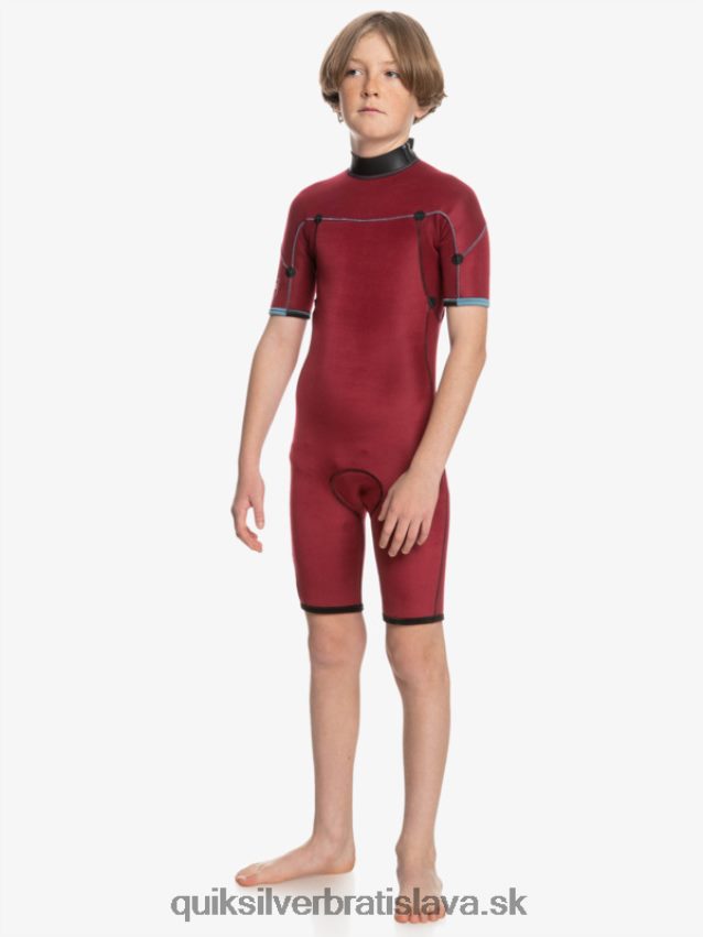 8-16 2/2 mm kombinéza na každodenné cvičenie s krátkym rukávom na zadný zips Quiksilver chlapci B80HXR2041 čierna/provinčná modrá