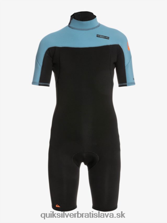 8-16 2/2 mm kombinéza na každodenné cvičenie s krátkym rukávom na zadný zips Quiksilver chlapci B80HXR2041 čierna/provinčná modrá