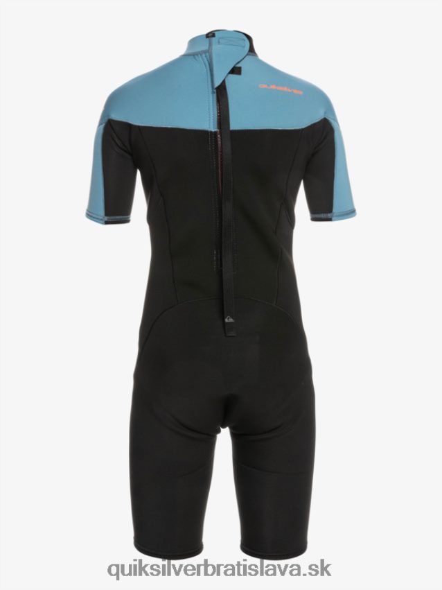 8-16 2/2 mm kombinéza na každodenné cvičenie s krátkym rukávom na zadný zips Quiksilver chlapci B80HXR2041 čierna/provinčná modrá