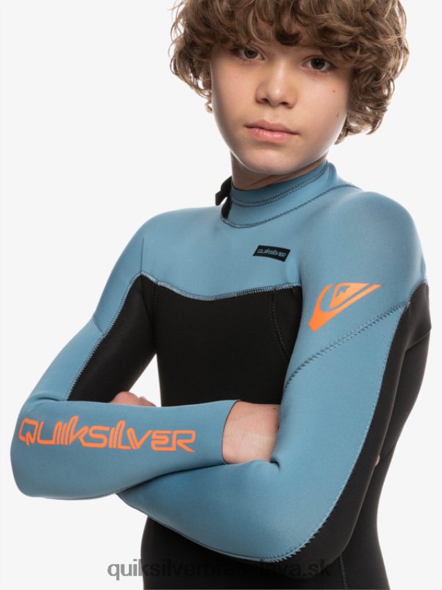 8-16 3/2 mm neoprénový oblek na každodenné sedenia so zipsom na chrbte Quiksilver chlapci B80HXR2223 čierna/provinčná modrá