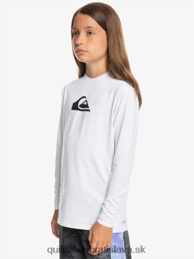 8-16 pevných pruhov ls mládežnícke l/sl surfové tričko Quiksilver chlapci B80HXR2118 biely