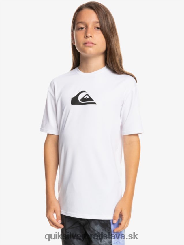 Surfové tričko s krátkym rukávom, upf 50, 8-16 Quiksilver chlapci B80HXR2132 biely
