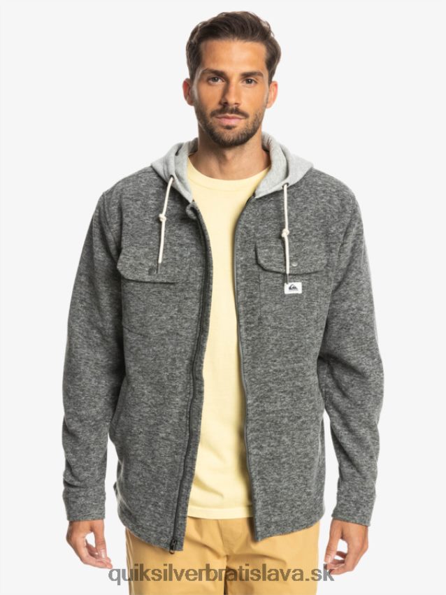 super nafúknutá fleecová bunda na zips s kapucňou Quiksilver muži B80HXR1472 tmavosivý vres