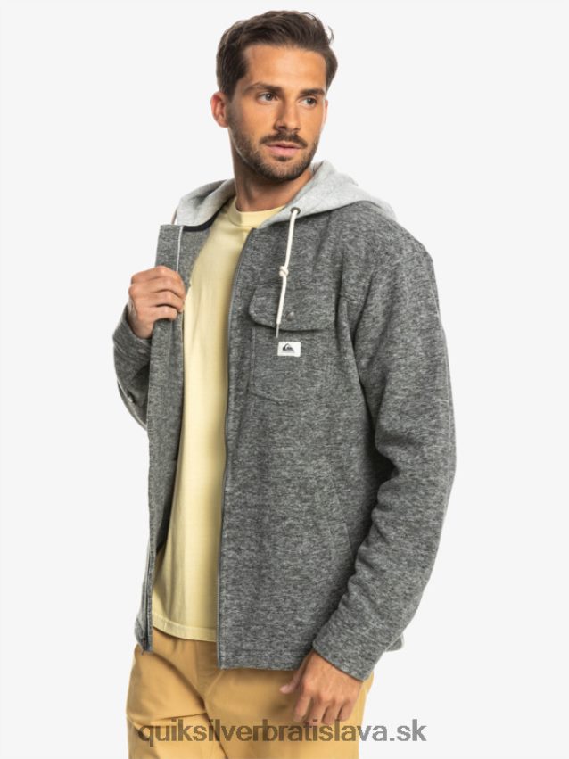 super nafúknutá fleecová bunda na zips s kapucňou Quiksilver muži B80HXR1472 tmavosivý vres