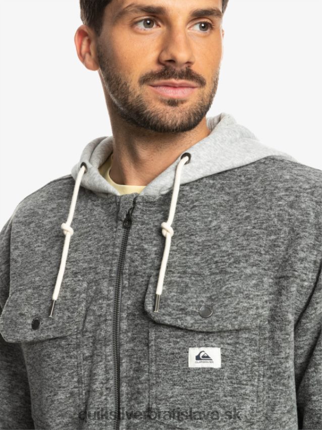 super nafúknutá fleecová bunda na zips s kapucňou Quiksilver muži B80HXR1472 tmavosivý vres