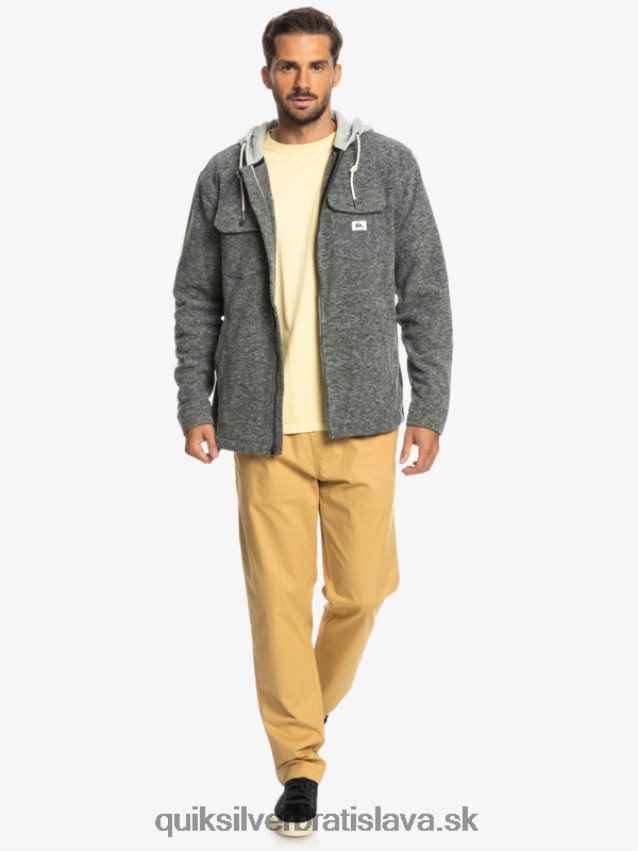 super nafúknutá fleecová bunda na zips s kapucňou Quiksilver muži B80HXR1472 tmavosivý vres