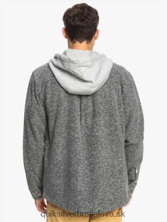 super nafúknutá fleecová bunda na zips s kapucňou Quiksilver muži B80HXR1472 tmavosivý vres