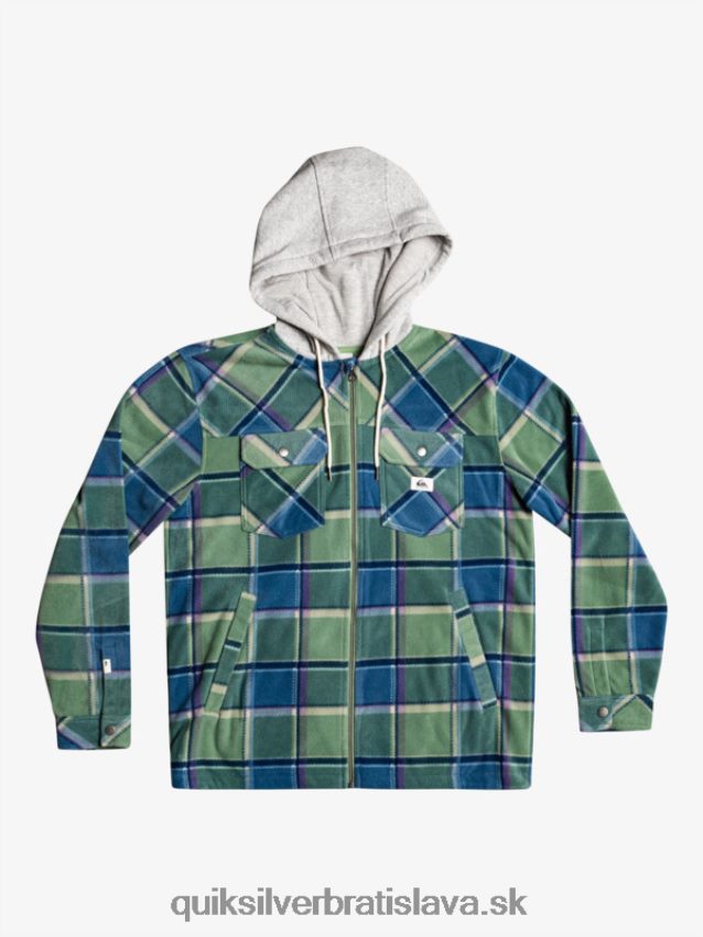 super nafúknutá fleecová bunda na zips s kapucňou Quiksilver muži B80HXR1473 provensálsky modrý flanelový pléd