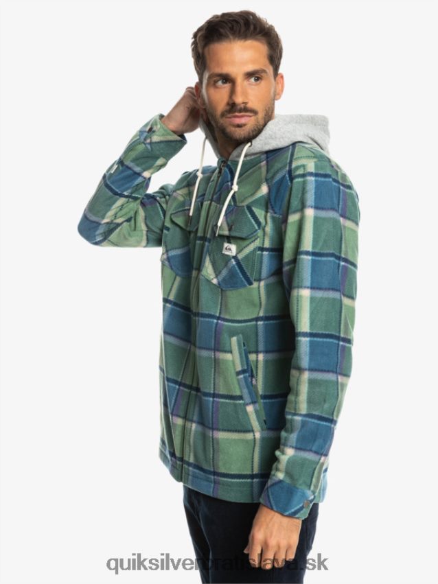 super nafúknutá fleecová bunda na zips s kapucňou Quiksilver muži B80HXR1473 provensálsky modrý flanelový pléd