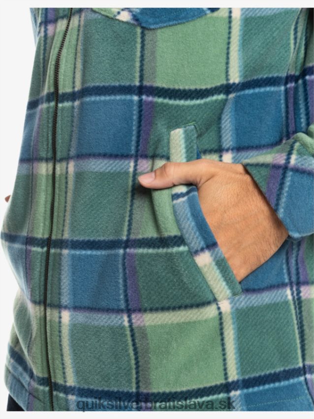 super nafúknutá fleecová bunda na zips s kapucňou Quiksilver muži B80HXR1473 provensálsky modrý flanelový pléd