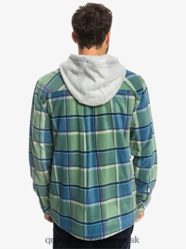 super nafúknutá fleecová bunda na zips s kapucňou Quiksilver muži B80HXR1473 provensálsky modrý flanelový pléd