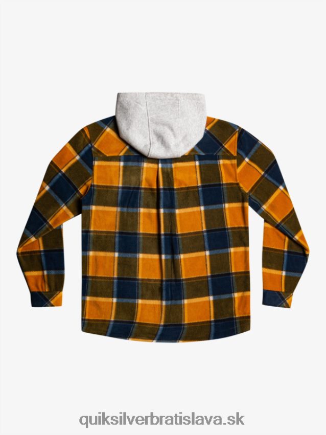 super nafúknutá fleecová bunda na zips s kapucňou Quiksilver muži B80HXR1474 buck hnedý flanelový pléd