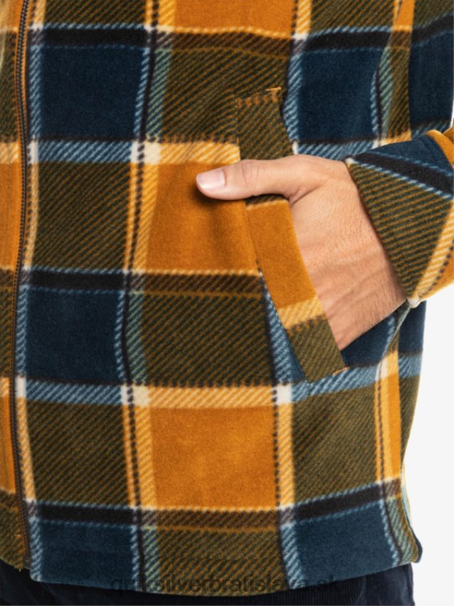 super nafúknutá fleecová bunda na zips s kapucňou Quiksilver muži B80HXR1474 buck hnedý flanelový pléd