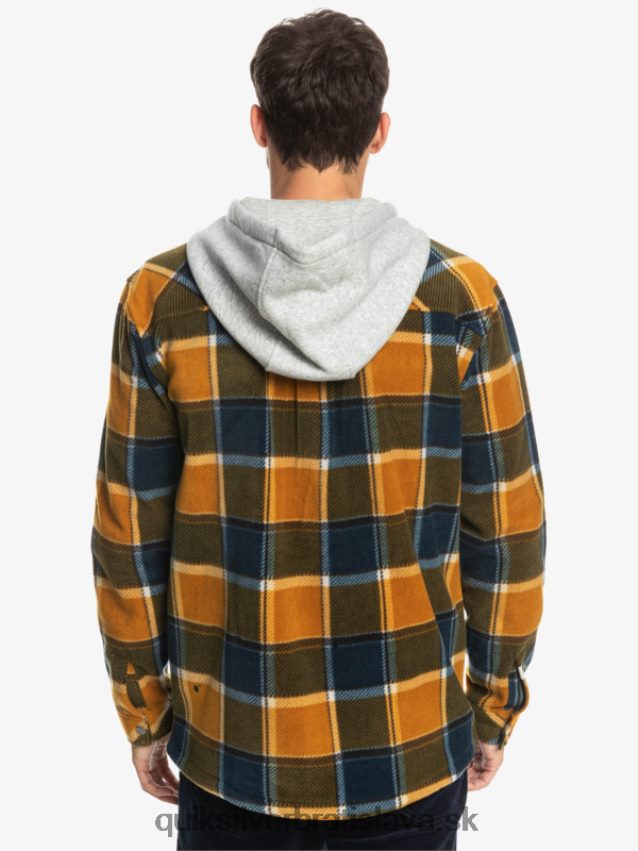 super nafúknutá fleecová bunda na zips s kapucňou Quiksilver muži B80HXR1474 buck hnedý flanelový pléd