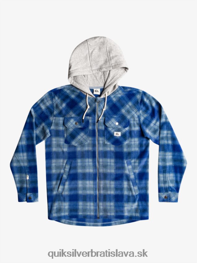 super nafúknutá fleecová bunda na zips s kapucňou Quiksilver muži B80HXR1475 sodalitová modrá super kockovaná