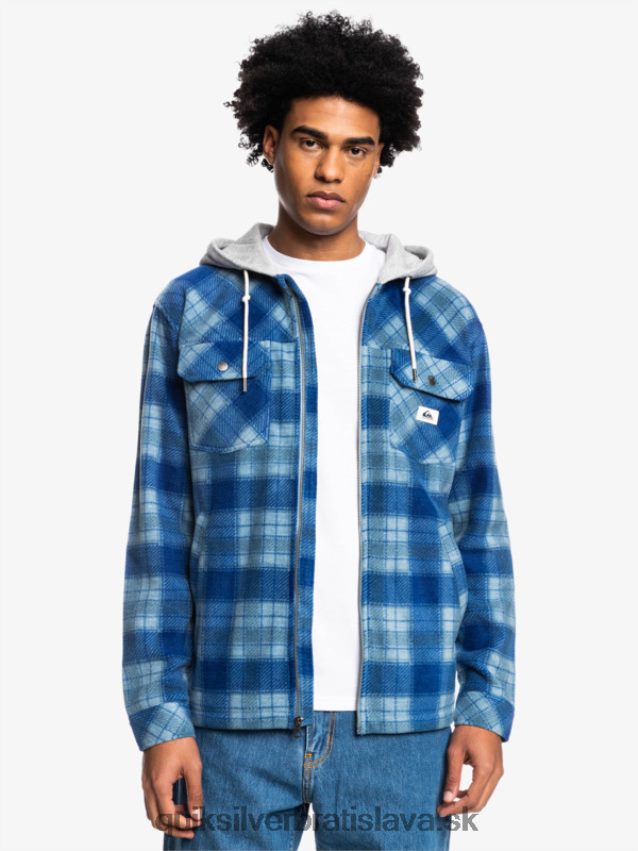 super nafúknutá fleecová bunda na zips s kapucňou Quiksilver muži B80HXR1475 sodalitová modrá super kockovaná