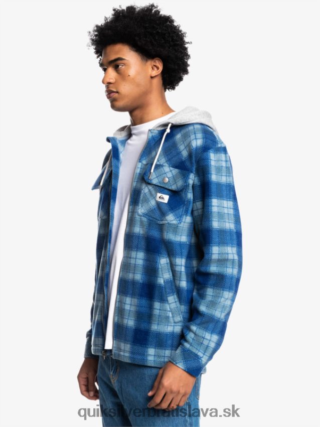 super nafúknutá fleecová bunda na zips s kapucňou Quiksilver muži B80HXR1475 sodalitová modrá super kockovaná