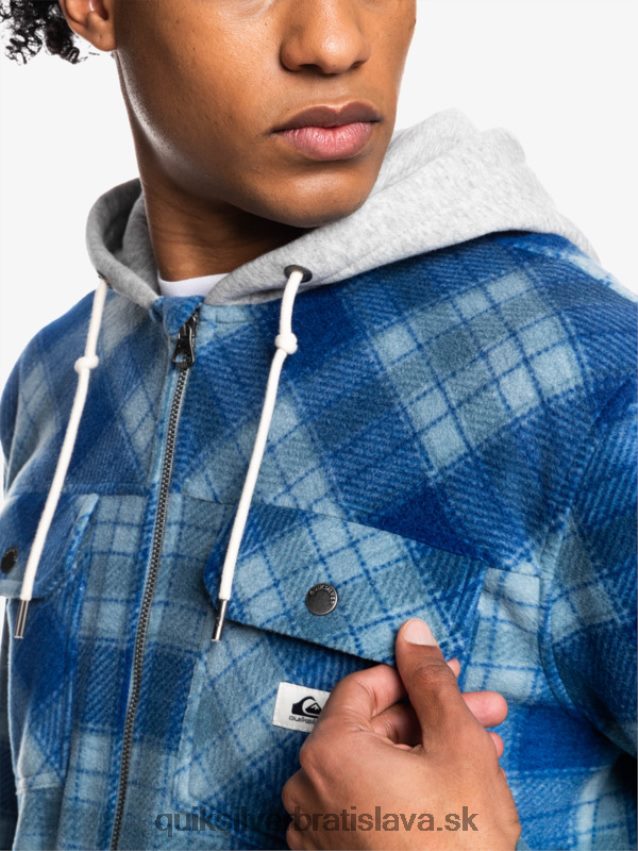 super nafúknutá fleecová bunda na zips s kapucňou Quiksilver muži B80HXR1475 sodalitová modrá super kockovaná