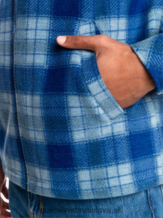 super nafúknutá fleecová bunda na zips s kapucňou Quiksilver muži B80HXR1475 sodalitová modrá super kockovaná
