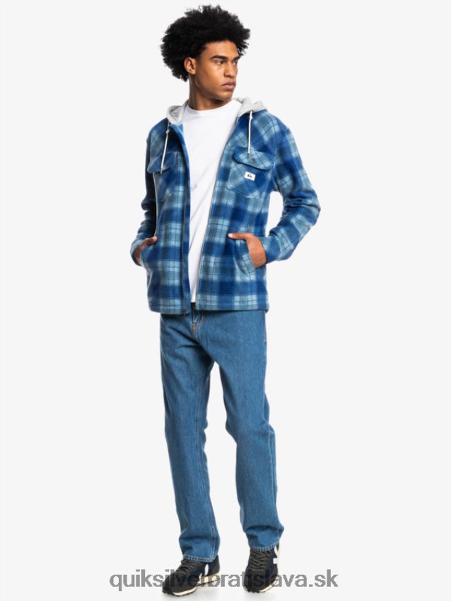 super nafúknutá fleecová bunda na zips s kapucňou Quiksilver muži B80HXR1475 sodalitová modrá super kockovaná