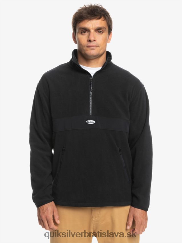 fleece na polovičný zips saturn Quiksilver muži B80HXR1561 čierna