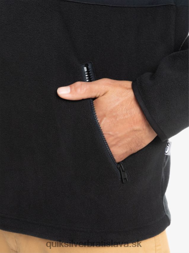 fleece na polovičný zips saturn Quiksilver muži B80HXR1561 čierna