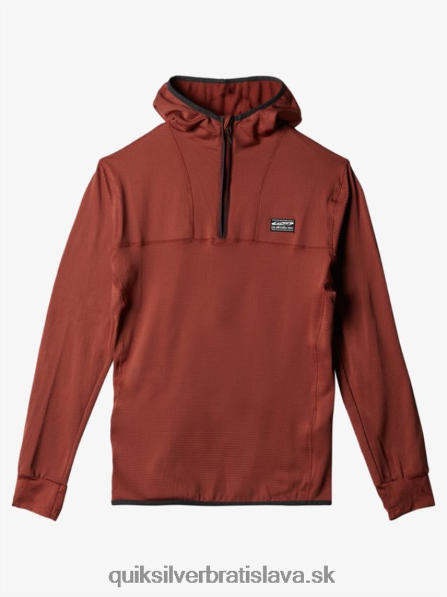 fleecová mikina so zapínaním na štvrť zips Quiksilver muži B80HXR1875 mahagón