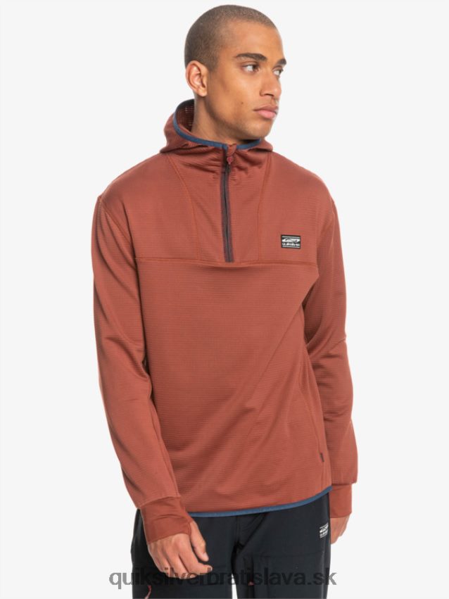 fleecová mikina so zapínaním na štvrť zips Quiksilver muži B80HXR1875 mahagón
