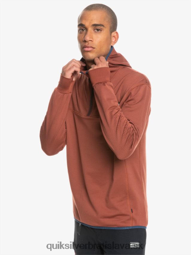 fleecová mikina so zapínaním na štvrť zips Quiksilver muži B80HXR1875 mahagón