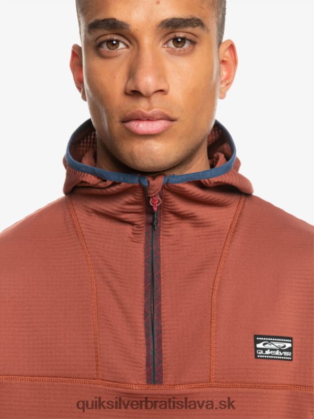 fleecová mikina so zapínaním na štvrť zips Quiksilver muži B80HXR1875 mahagón