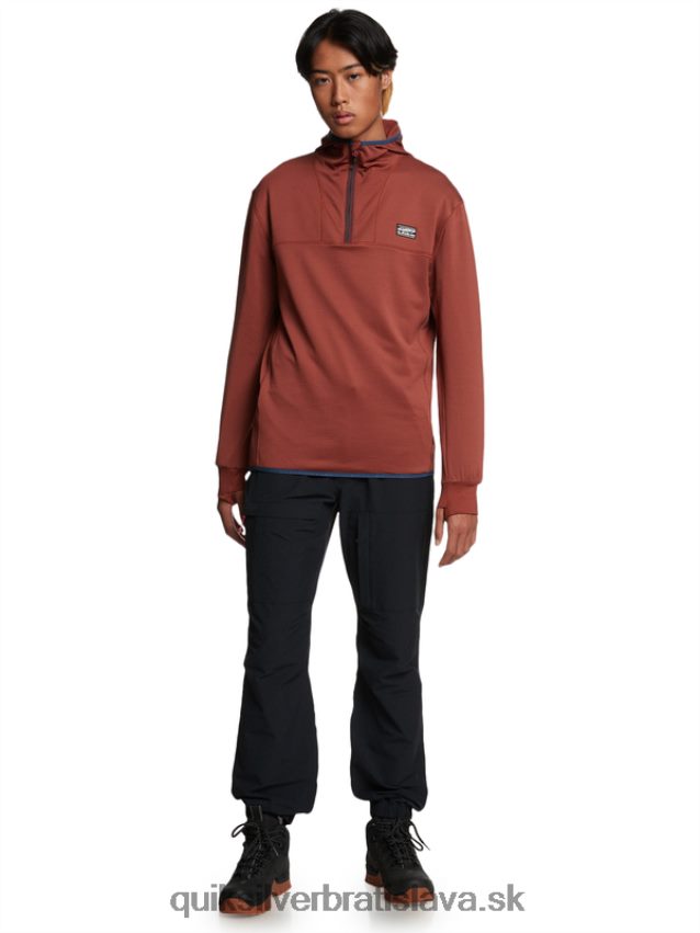 fleecová mikina so zapínaním na štvrť zips Quiksilver muži B80HXR1875 mahagón