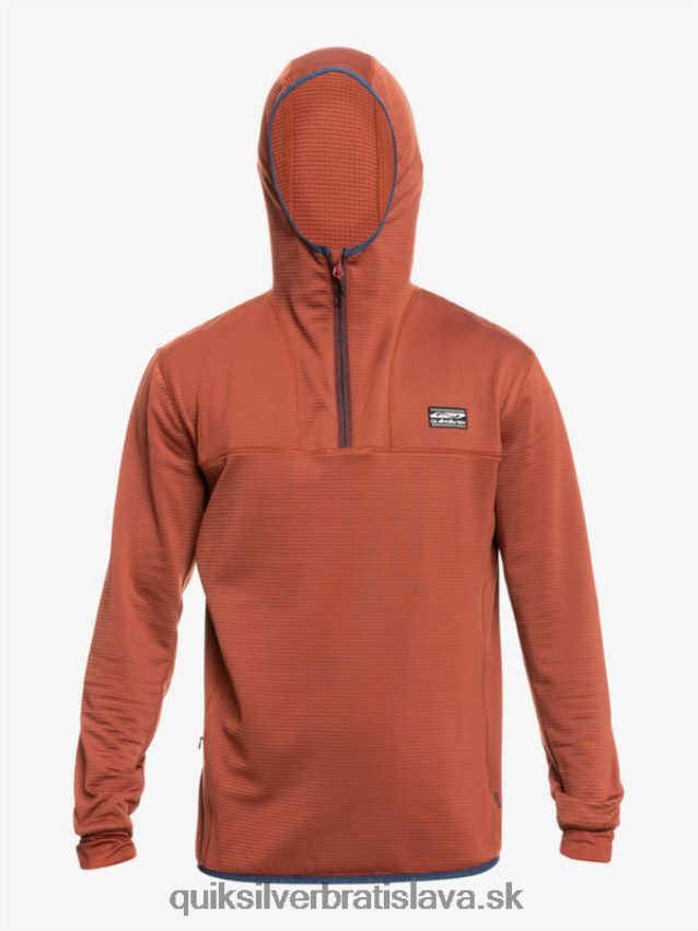fleecová mikina so zapínaním na štvrť zips Quiksilver muži B80HXR1875 mahagón