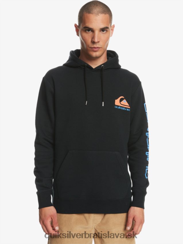 fleecový sveter s kapucňou s logom omni Quiksilver muži B80HXR1032 čierna
