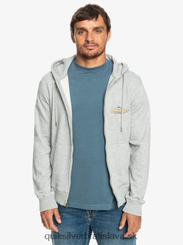 mikina s kapucňou na zips Quiksilver muži B80HXR1148 svetlosivý vres