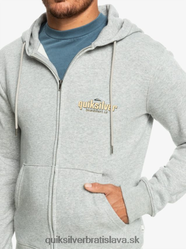 mikina s kapucňou na zips Quiksilver muži B80HXR1148 svetlosivý vres