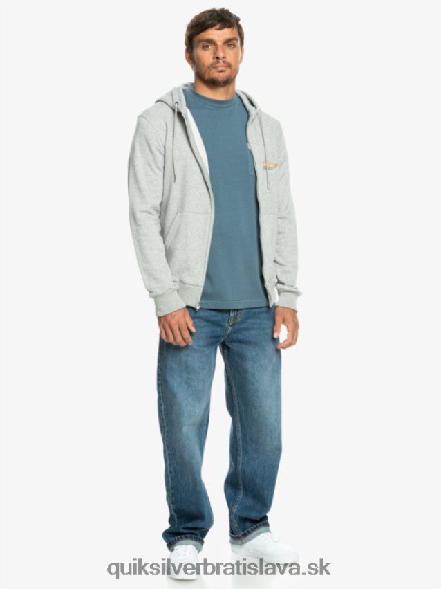 mikina s kapucňou na zips Quiksilver muži B80HXR1148 svetlosivý vres