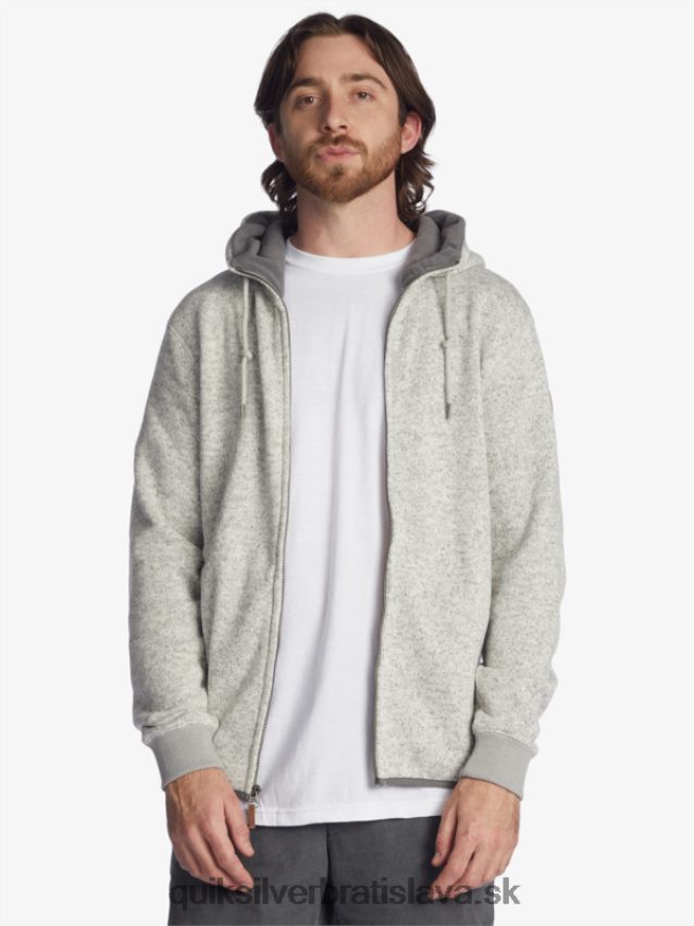 mikina s kapucňou na zips Quiksilver muži B80HXR1479 svetlosivý vres